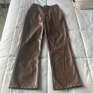 Brown faux leather pants